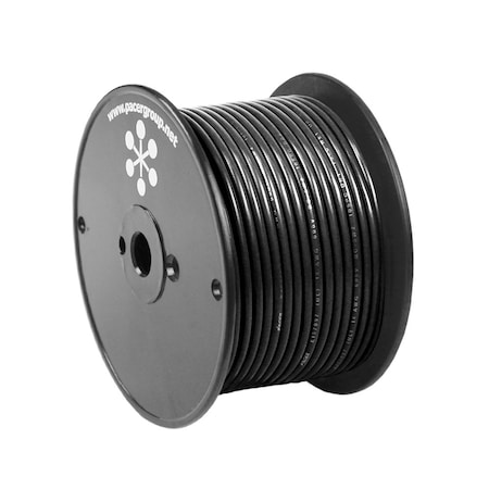 Pacer Group Primary Wire, Marine, 16 AWG, 1C C, Black, PVC, Stranded, 600V, 100 ft. WUL16BK-100